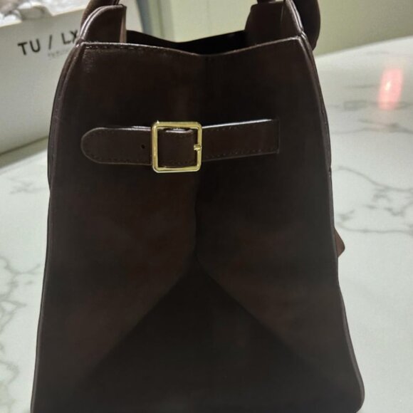 LUXE 4 LESS | Vegan Brown Suede Small Handbag, Style inspired by Margaux - Picture 4 of 6